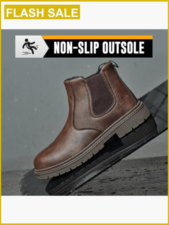 Steel Toe Chelsea Boots Men Work Construction Safety Waterproof Lightweight main image 4